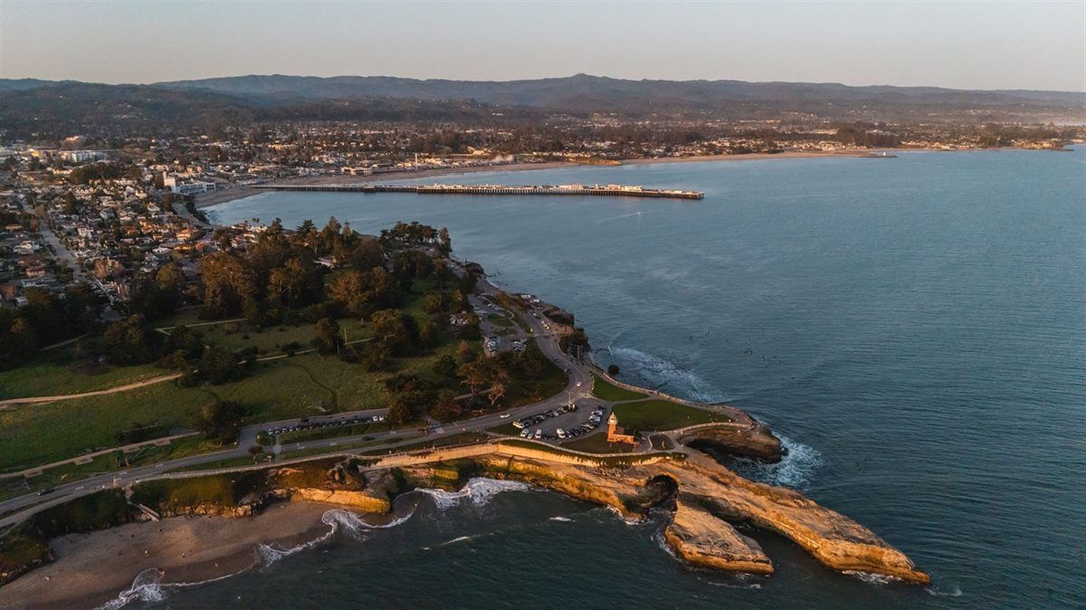 Aerial view of the Santa Cruz coastline